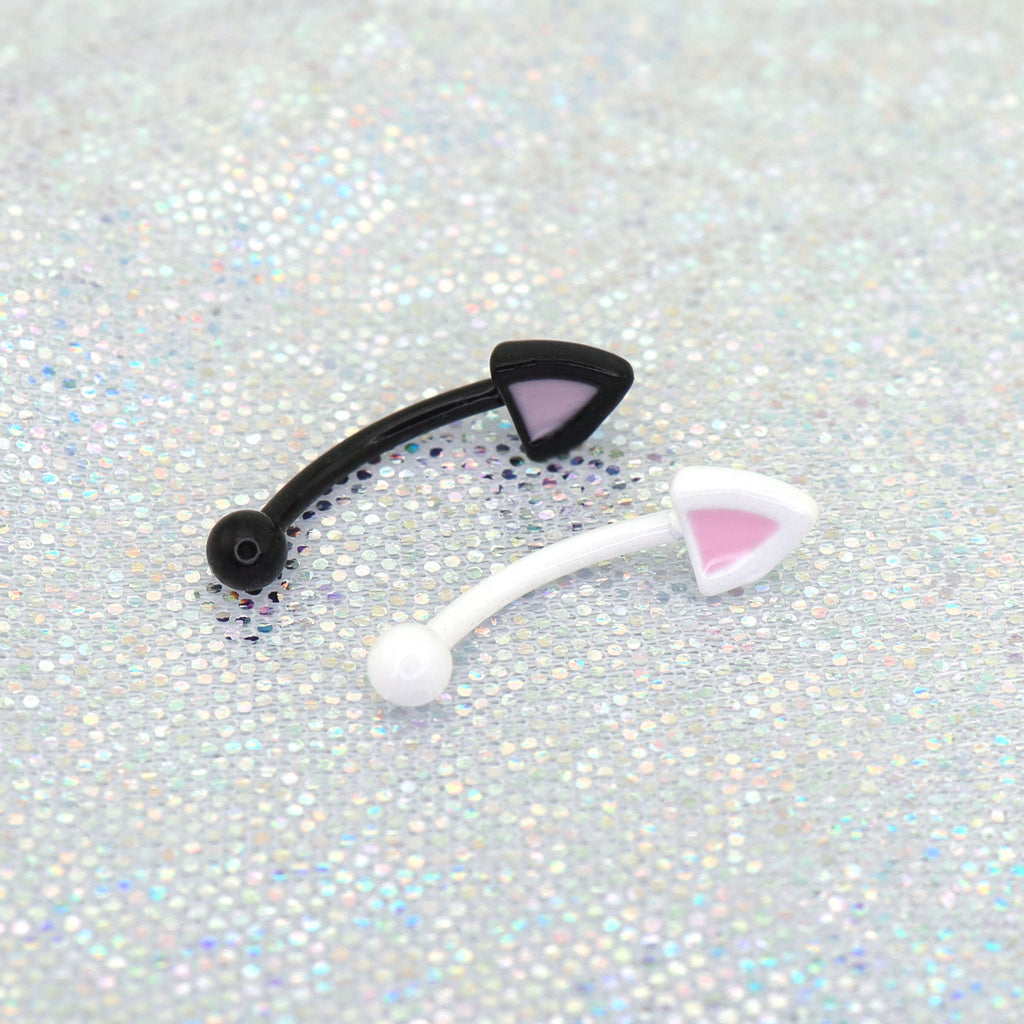 Paws & Purrs - Colorful Cat Ear Stainless Steel Rook Stud - Paws & Purrs - Colorful Cat Ear Stainless Steel Rook Stud - White / Single / 8mm by CRUXJEWELRY