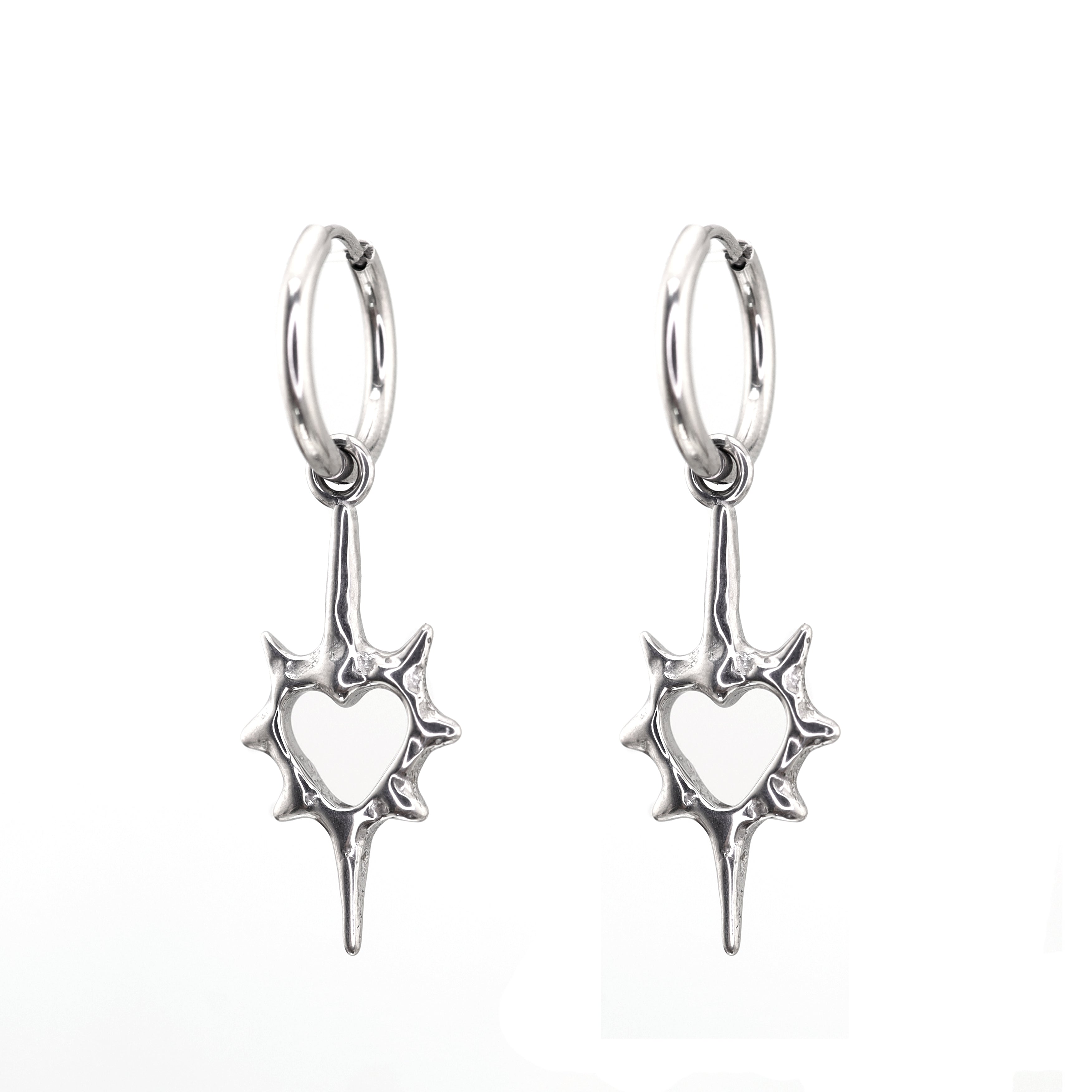 Thorn Heart stainless steel Pendant Earring - Thorn Heart stainless steel Pendant Earring - Set by CRUXJEWELRY