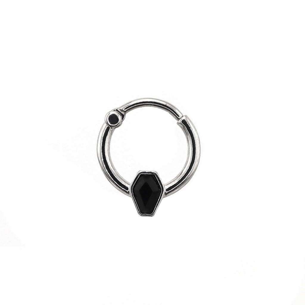 Black CZ Coffin Stainless Steel Clicker Ring - Black CZ Coffin Stainless Steel Clicker Ring - Default Title by CRUXJEWELRY