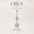Anneau de nombril pendant en acier inoxydable avec zircon cubique en forme de flocon de neige 
