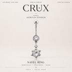 Anneau de nombril pendant en acier inoxydable avec zircon cubique en forme de flocon de neige 