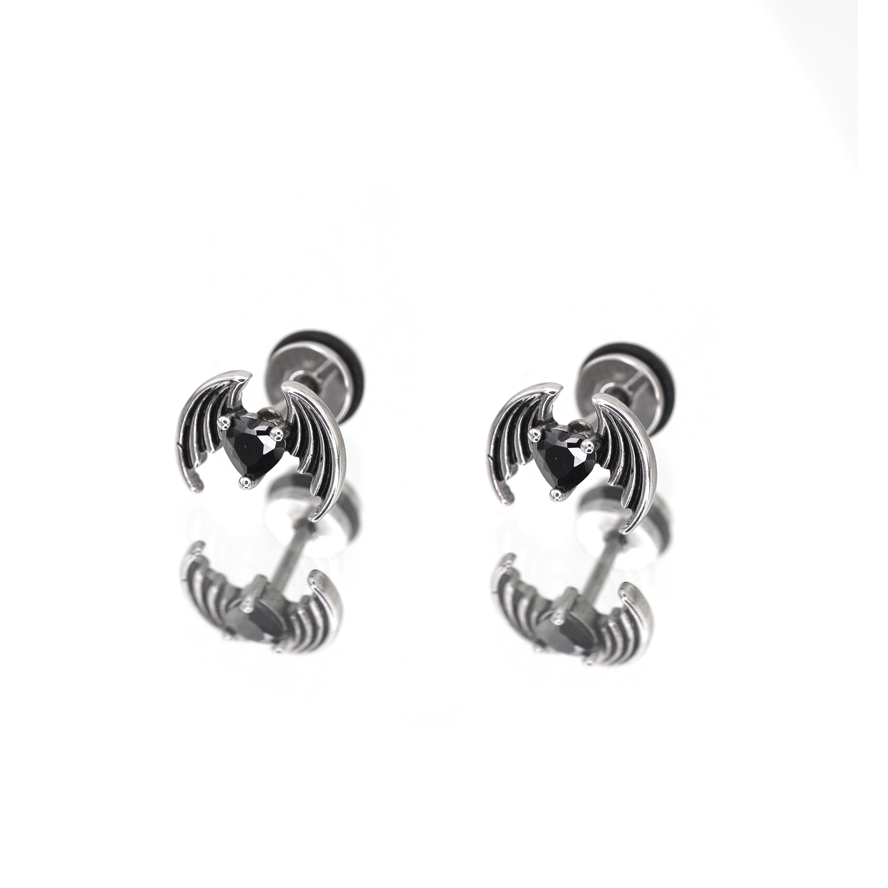 Bat Black CZ Stainless Steel Ear Stud - Bat Black CZ Stainless Steel Ear Stud - Default Title by CRUXJEWELRY