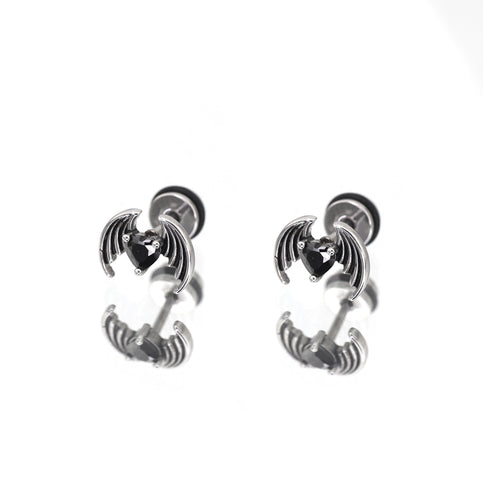 Bat Black CZ Stainless Steel Ear Stud - product image 2
