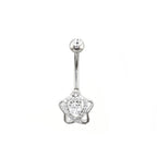 Openwork Pentagram CZ Stainless Steel Navel Ring - product image 2