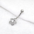 Openwork Pentagram CZ Stainless Steel Navel Ring - product overview