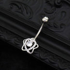 Openwork Pentagram CZ Stainless Steel Navel Ring - product image 3