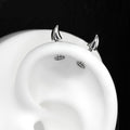 Devil Horn Internally Threaded stainless steel Ear Stud - Devil Horn Internally Threaded stainless steel Ear Stud - Single / 6mm by CRUXJEWELRY