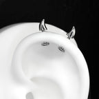 Devil Horn Internally Threaded stainless steel Ear Stud - Devil Horn Internally Threaded stainless steel Ear Stud - Single / 6mm by CRUXJEWELRY