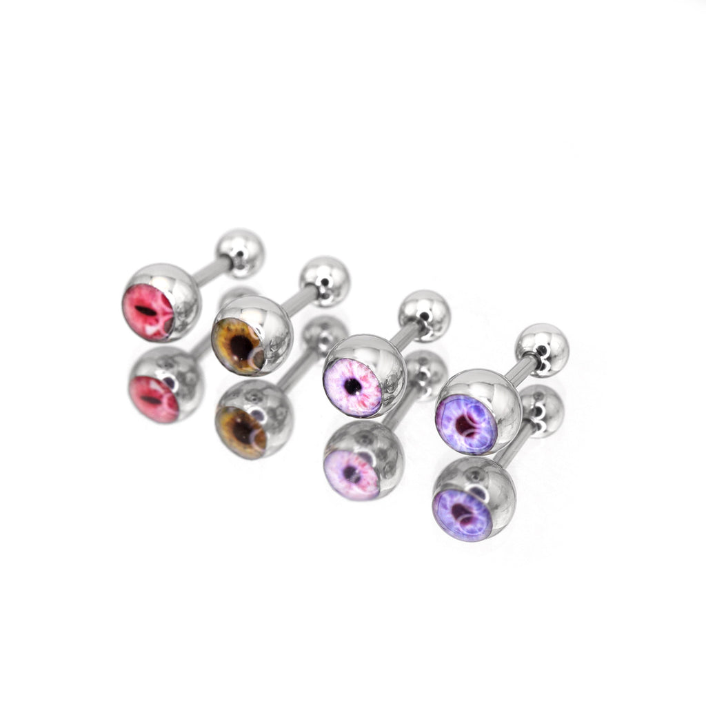 Demon Eye Ball Stainless Steel Ear Stud - Demon Eye Ball Stainless Steel Ear Stud - Red / Single / 6mm by CRUXJEWELRY