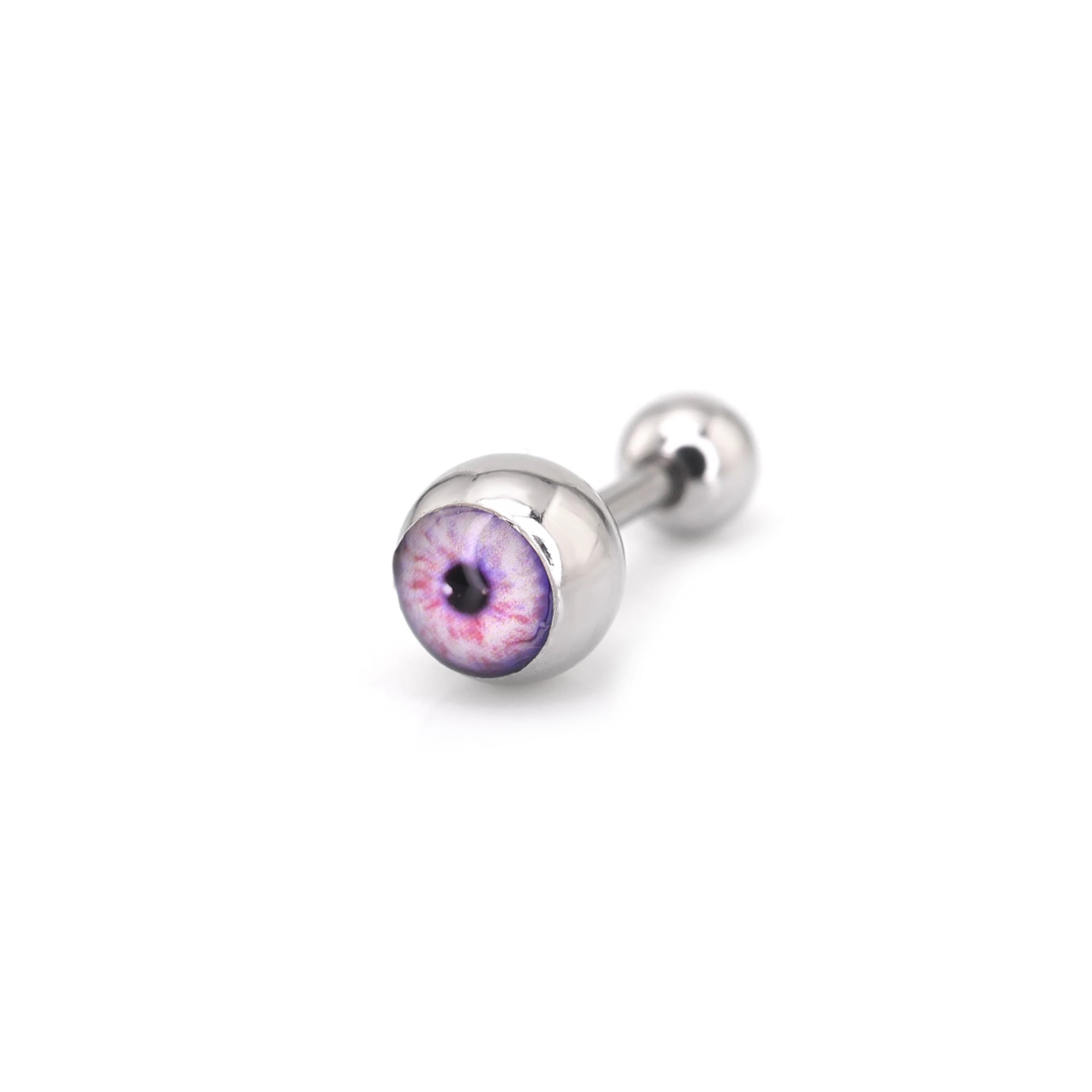 Demon Eye Ball Stainless Steel Ear Stud - Demon Eye Ball Stainless Steel Ear Stud - Radiant White / Single / 6mm by CRUXJEWELRY