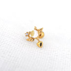 Heart Opal Wing stainless steel Ear Stud - Heart Opal Wing stainless steel Ear Stud - Single / gold by CRUXJEWELRY