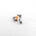 Heart Opal Wing stainless steel Ear Stud - Heart Opal Wing stainless steel Ear Stud - Single / silver-1 by CRUXJEWELRY
