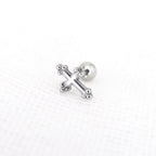 Cross with Ball Ends stainless steel Ear Stud - Cross with Ball Ends stainless steel Ear Stud - Single by CRUXJEWELRY
