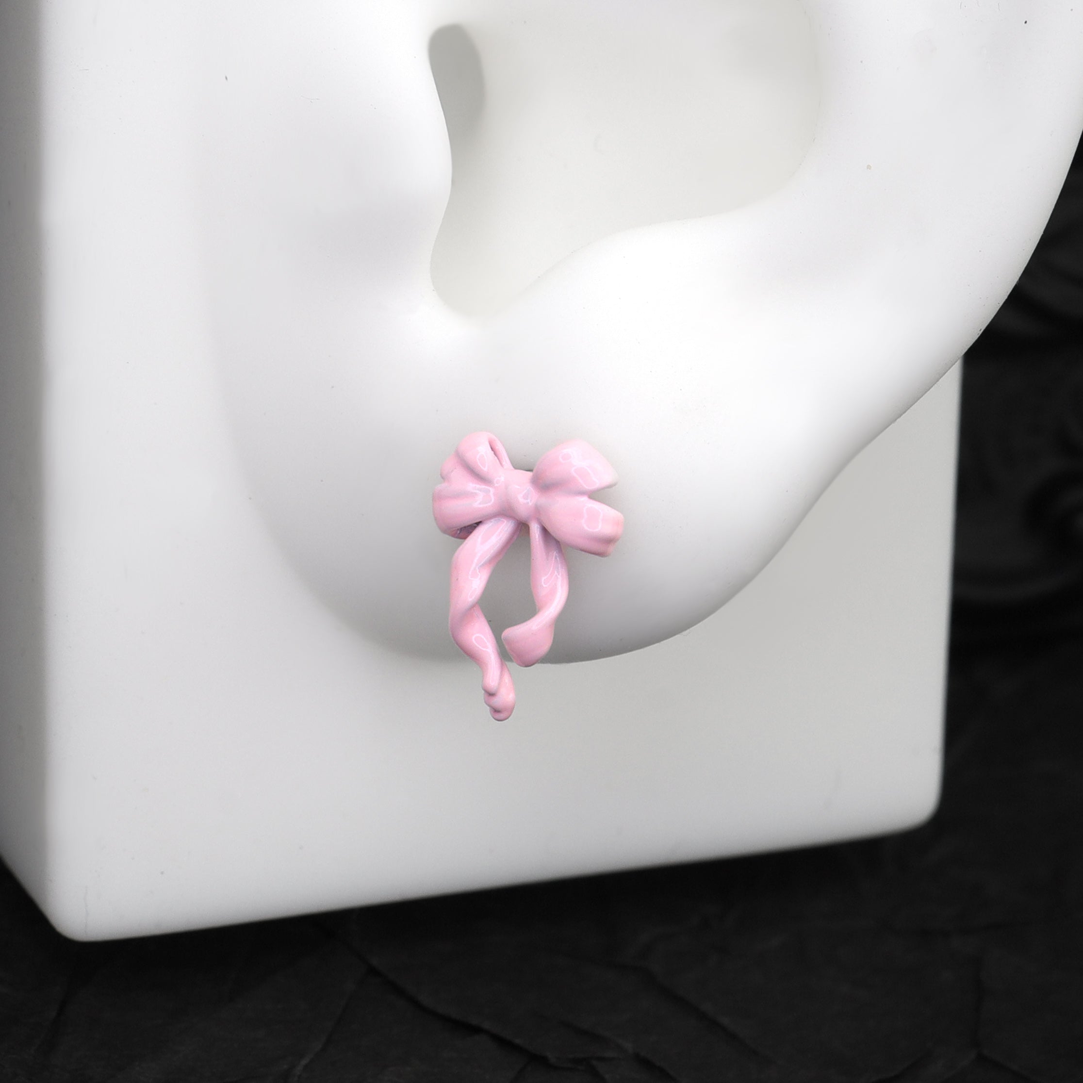 Bow Internally Threaded Stainless Steel Stud - Bow Internally Threaded Stainless Steel Stud - White / 6mm by CRUXJEWELRY