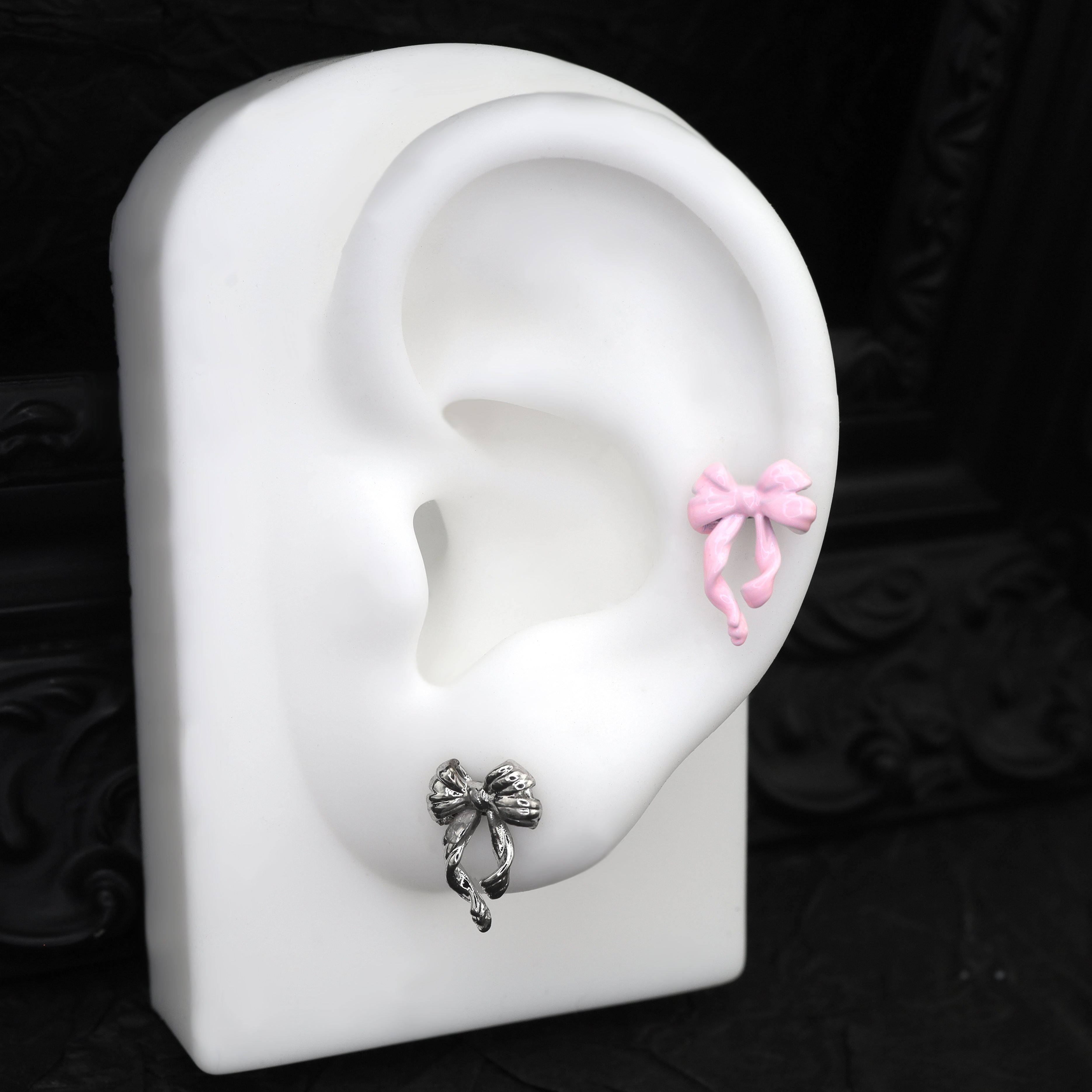 Bow Internally Threaded Stainless Steel Stud - Bow Internally Threaded Stainless Steel Stud - White / 6mm by CRUXJEWELRY