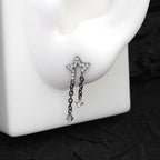 Pentagram CZ Internally Threaded Titanium Dangle Ear Stud - Pentagram CZ Internally Threaded Titanium Dangle Ear Stud - 6mm by CRUXJEWELRY
