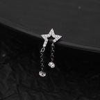 Pentagram CZ Internally Threaded Titanium Dangle Ear Stud - Pentagram CZ Internally Threaded Titanium Dangle Ear Stud - 6mm by CRUXJEWELRY