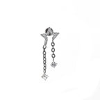 Pentagram CZ Internally Threaded Titanium Dangle Ear Stud - Pentagram CZ Internally Threaded Titanium Dangle Ear Stud - 6mm by CRUXJEWELRY