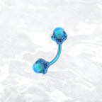Multicolored Dragon Claw Opal Internally Threaded Titanium Curved Barbell - Multicolored Dragon Claw Opal Internally Threaded Titanium Curved Barbell - Deep Blue / 6mm by CRUXJEWELRY