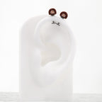 Paws & Purrs - Cute Brown Bear Ear Titanium Ear Stud - Paws & Purrs - Cute Brown Bear Ear Titanium Ear Stud - Single / 6mm by CRUXJEWELRY