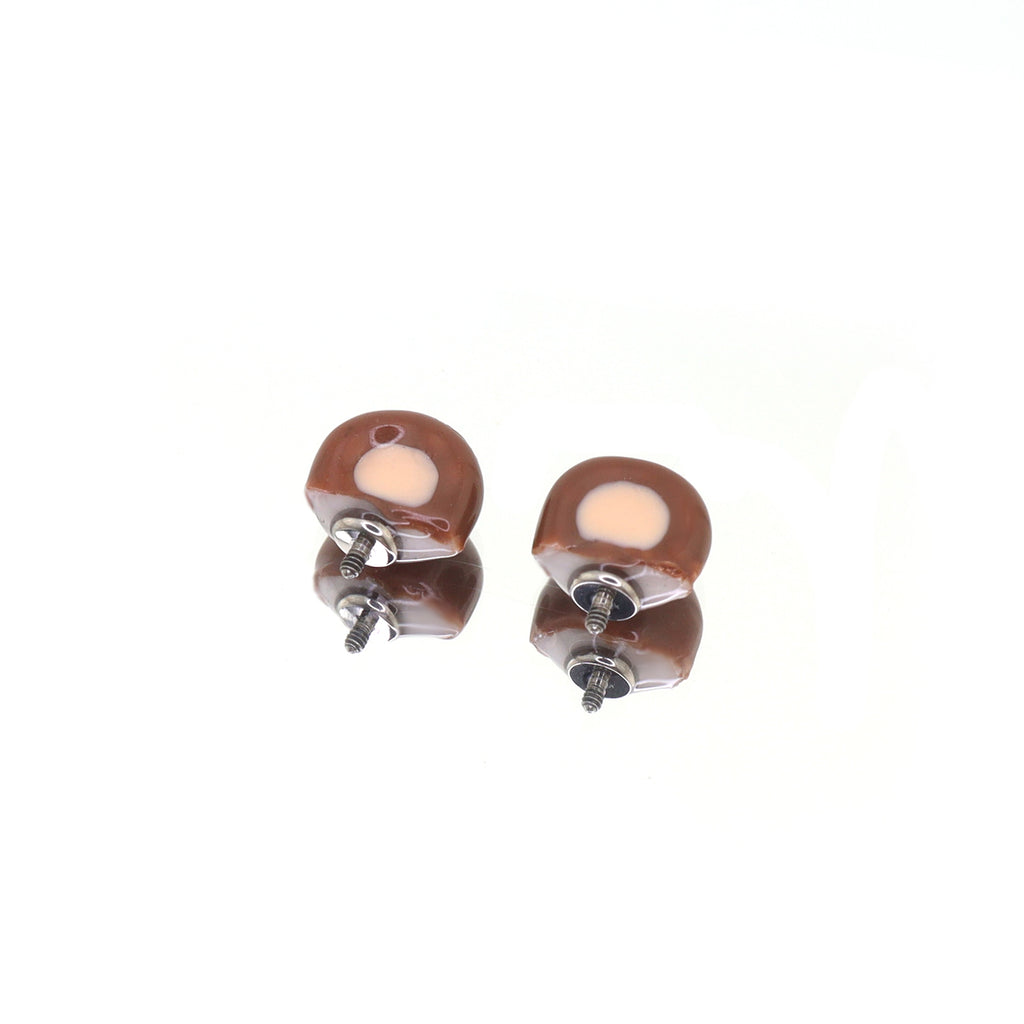 Paws & Purrs - Cute Brown Bear Ear Titanium Ear Stud - Paws & Purrs - Cute Brown Bear Ear Titanium Ear Stud - Single / 6mm by CRUXJEWELRY