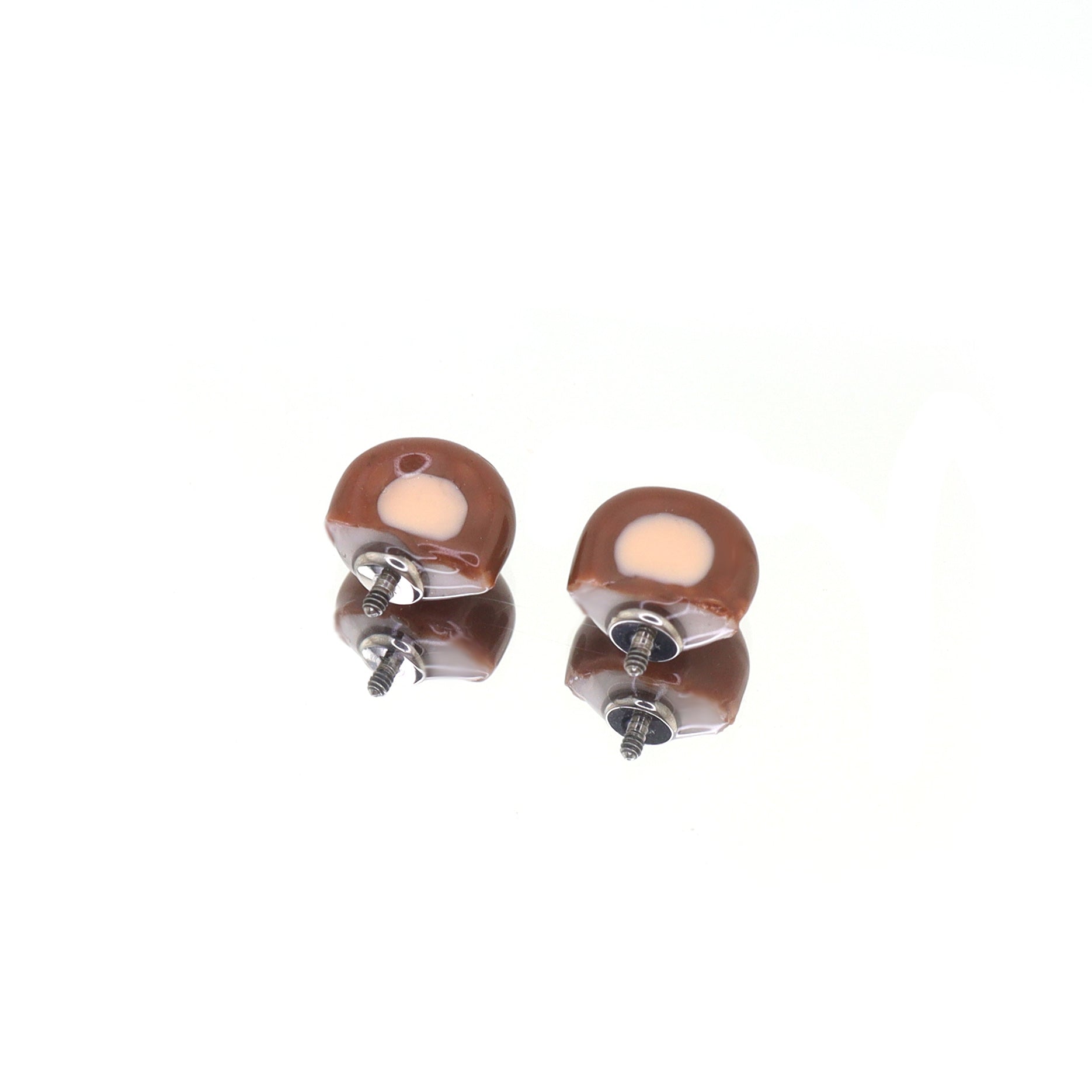 Paws & Purrs - Cute Brown Bear Ear Titanium Ear Stud - Paws & Purrs - Cute Brown Bear Ear Titanium Ear Stud - Single / 6mm by CRUXJEWELRY