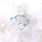 Iridescent Dragon Claw Opal Titanium Horseshoe Ring - Iridescent Dragon Claw Opal Titanium Horseshoe Ring - Pearl White / 8mm by CRUXJEWELRY
