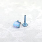 Vibrant Dragon Claw Opal Internally Threaded Titanium Stud - Vibrant Dragon Claw Opal Internally Threaded Titanium Stud - Sky Blue / 6mm by CRUXJEWELRY
