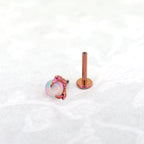 Vibrant Dragon Claw Opal Internally Threaded Titanium Stud - Vibrant Dragon Claw Opal Internally Threaded Titanium Stud - Orange / 6mm by CRUXJEWELRY