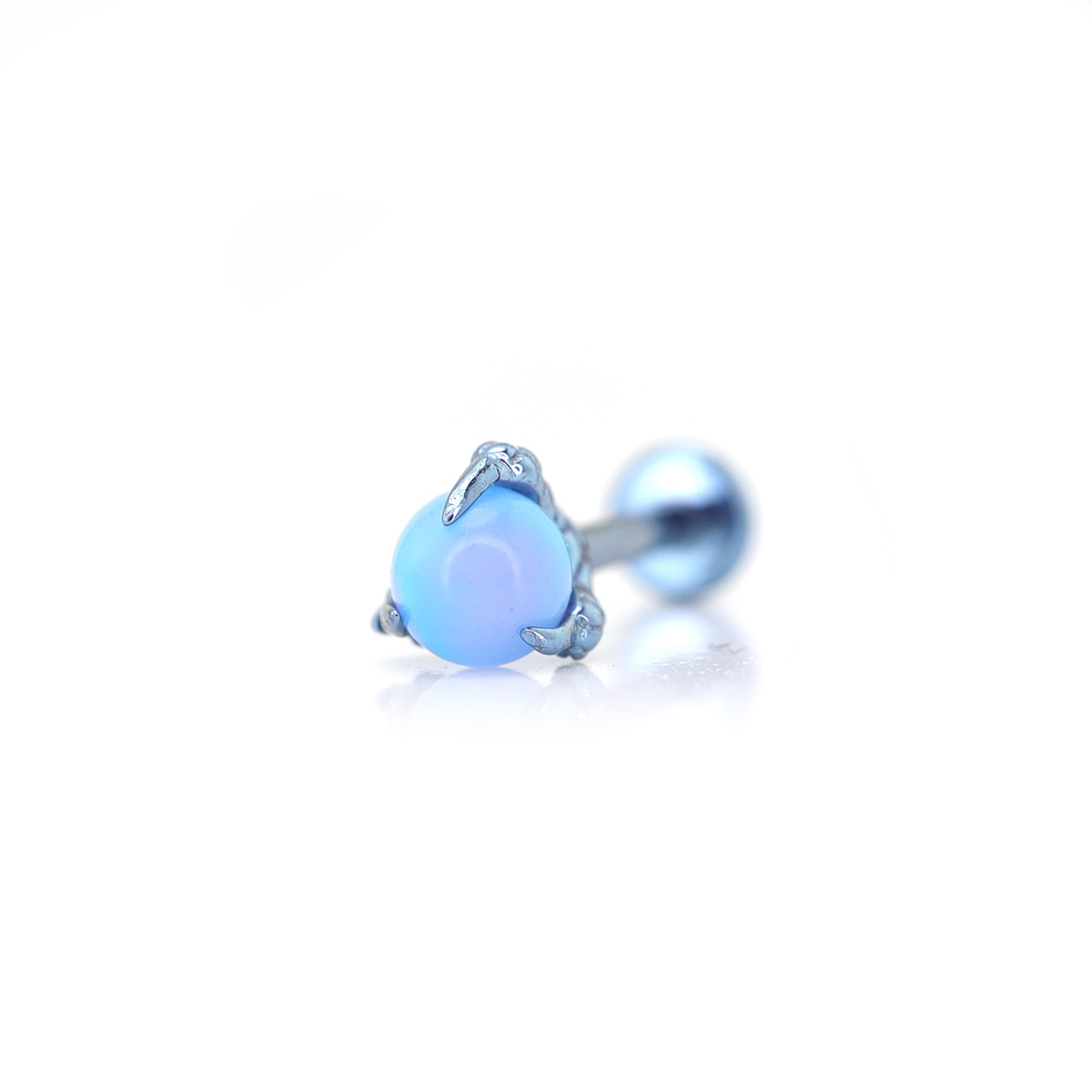 Vibrant Dragon Claw Opal Internally Threaded Titanium Stud - Vibrant Dragon Claw Opal Internally Threaded Titanium Stud - Green / 6mm by CRUXJEWELRY