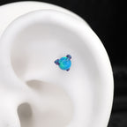 Vibrant Dragon Claw Opal Internally Threaded Titanium Stud - Vibrant Dragon Claw Opal Internally Threaded Titanium Stud - Green / 6mm by CRUXJEWELRY