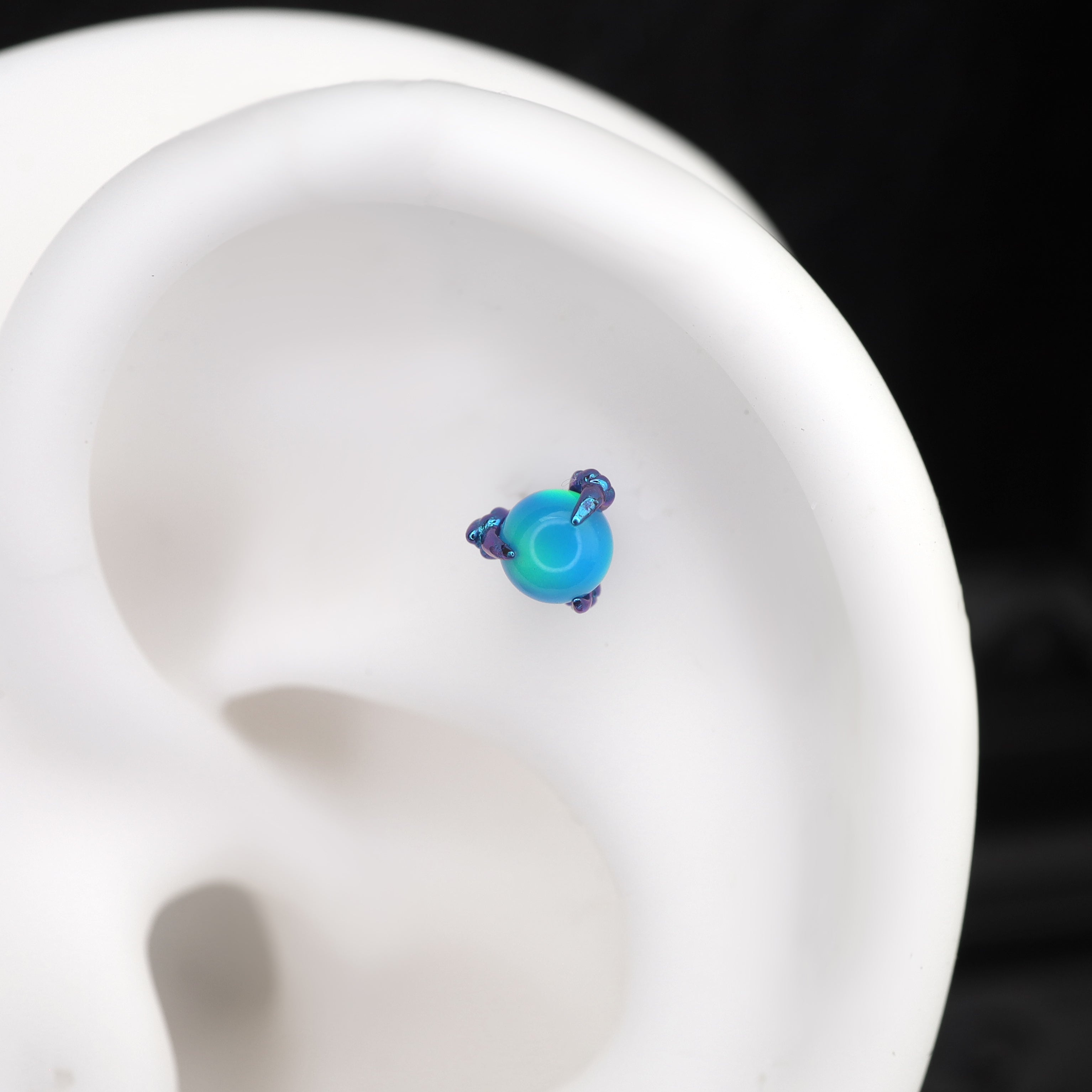 Vibrant Dragon Claw Opal Internally Threaded Titanium Stud - Vibrant Dragon Claw Opal Internally Threaded Titanium Stud - Green / 6mm by CRUXJEWELRY