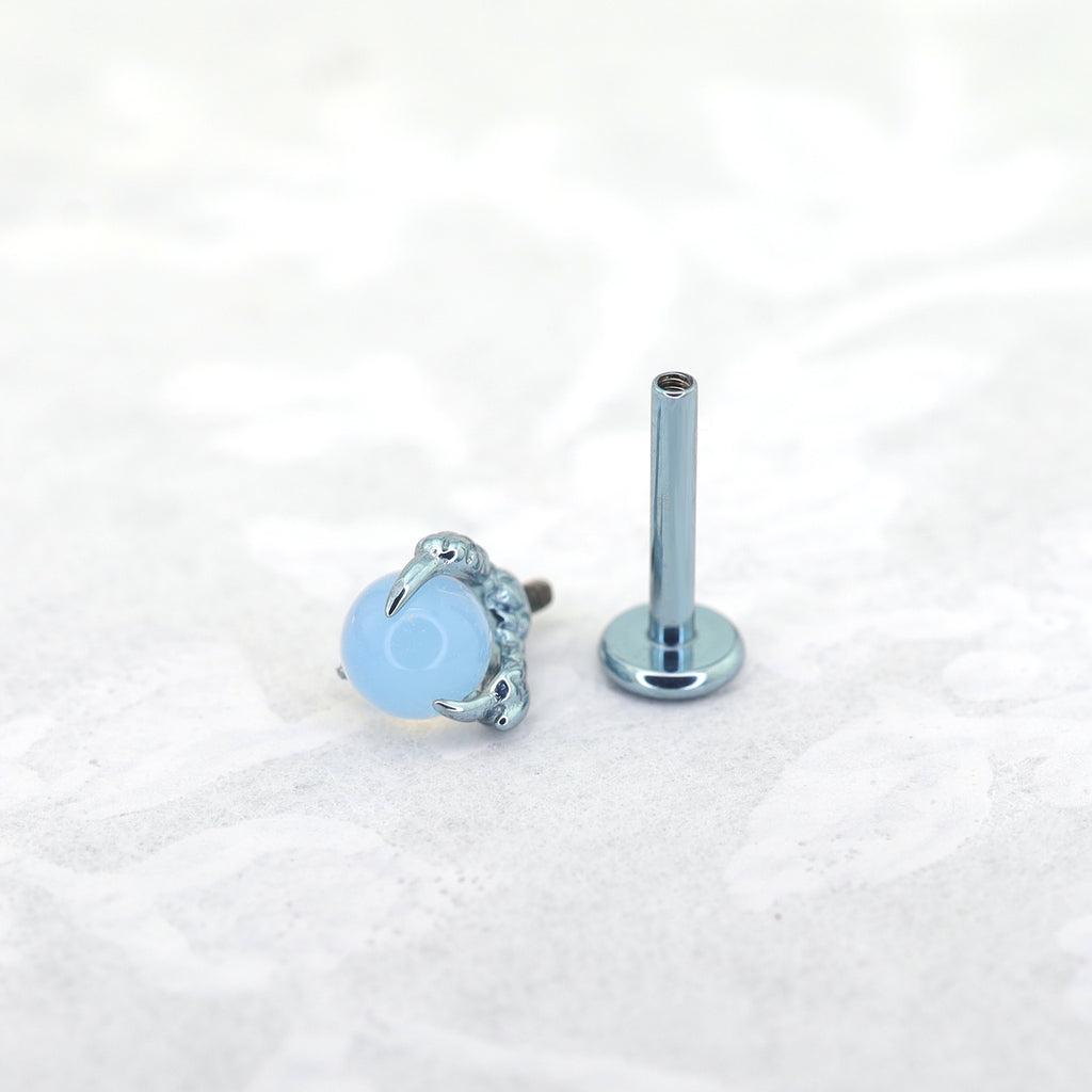 Vibrant Dragon Claw Opal Internally Threaded Titanium Stud - Vibrant Dragon Claw Opal Internally Threaded Titanium Stud - Nebula Blue / 6mm by CRUXJEWELRY