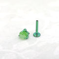 Vibrant Dragon Claw Opal Internally Threaded Titanium Stud - Vibrant Dragon Claw Opal Internally Threaded Titanium Stud - Green / 6mm by CRUXJEWELRY
