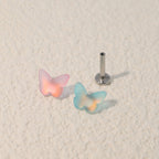 Colorful Resin Butterfly Internally Threaded Stud - Colorful Resin Butterfly Internally Threaded Stud - Blue / Single / 6mm by CRUXJEWELRY