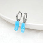 Eastern Aesthetics - Blue Jade Titanium Pendant Ear Ring - Eastern Aesthetics - Blue Jade Titanium Pendant Ear Ring - Single / 8mm by CRUXJEWELRY