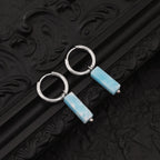 Eastern Aesthetics - Blue Jade Titanium Pendant Ear Ring - Eastern Aesthetics - Blue Jade Titanium Pendant Ear Ring - Single / 8mm by CRUXJEWELRY