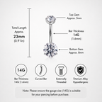 Round CZ Titanium Belly Ring