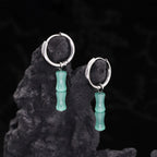 Eastern Aesthetics - PAIR OF Bamboo Jade Titanium Ear Pendant Ring - Eastern Aesthetics - PAIR OF Bamboo Jade Titanium Ear Pendant Ring - Default Title by CRUXJEWELRY