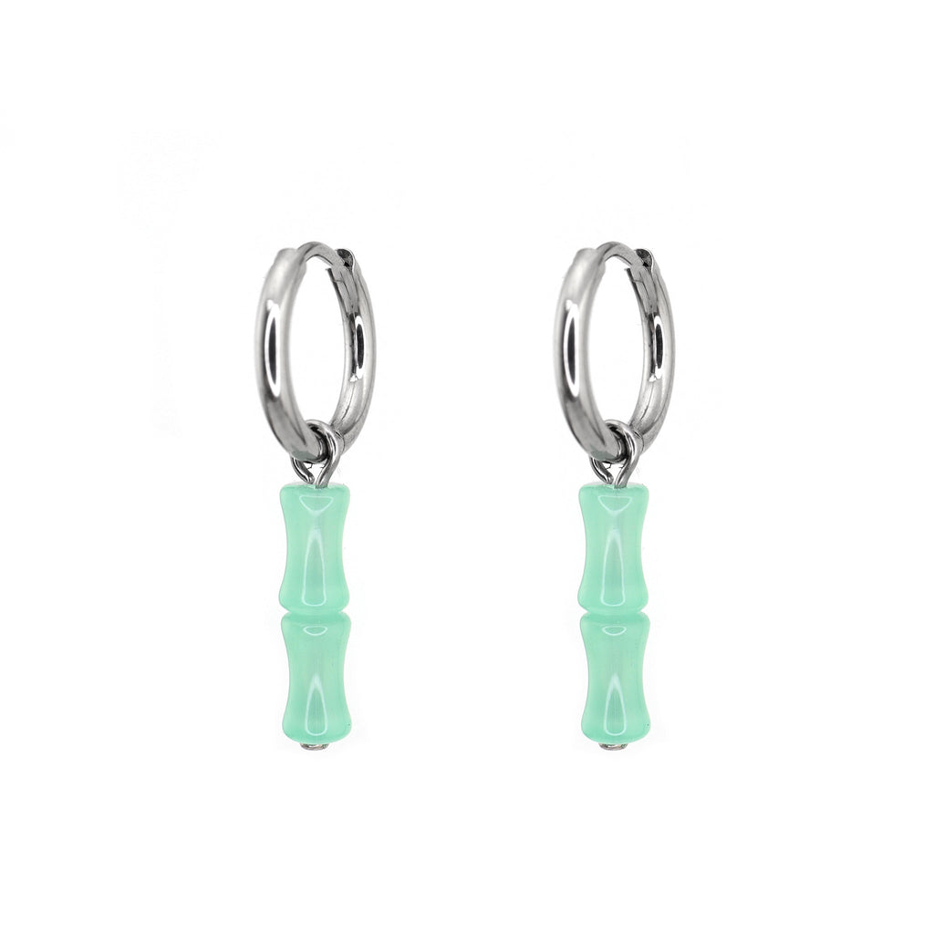 Eastern Aesthetics - PAIR OF Bamboo Jade Titanium Ear Pendant Ring - Eastern Aesthetics - PAIR OF Bamboo Jade Titanium Ear Pendant Ring - Default Title by CRUXJEWELRY