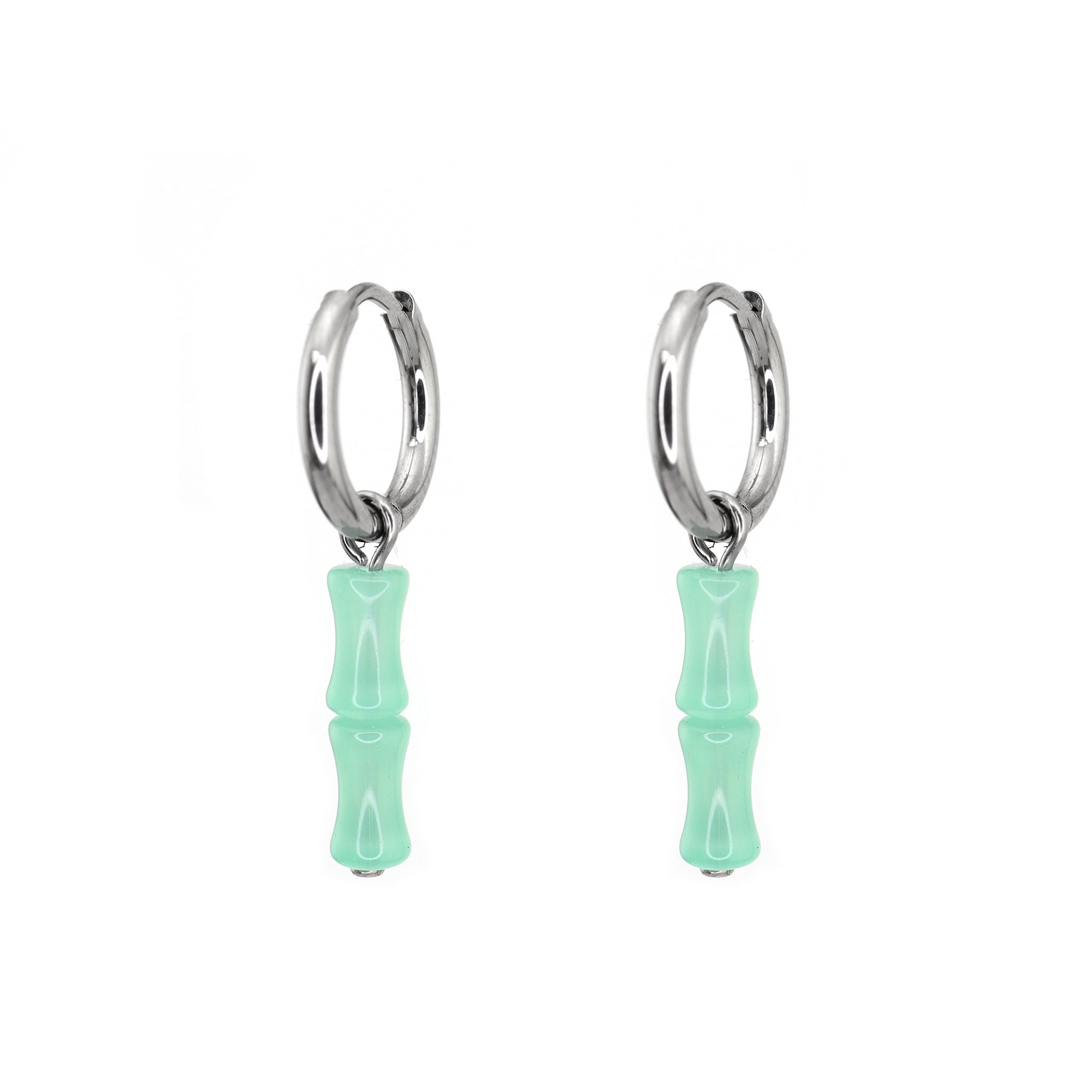 Eastern Aesthetics - PAIR OF Bamboo Jade Titanium Ear Pendant Ring - Eastern Aesthetics - PAIR OF Bamboo Jade Titanium Ear Pendant Ring - Default Title by CRUXJEWELRY
