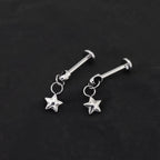 3D Pentagram Titanium Pendant Stud - 3D Pentagram Titanium Pendant Stud - 6mm by CRUXJEWELRY