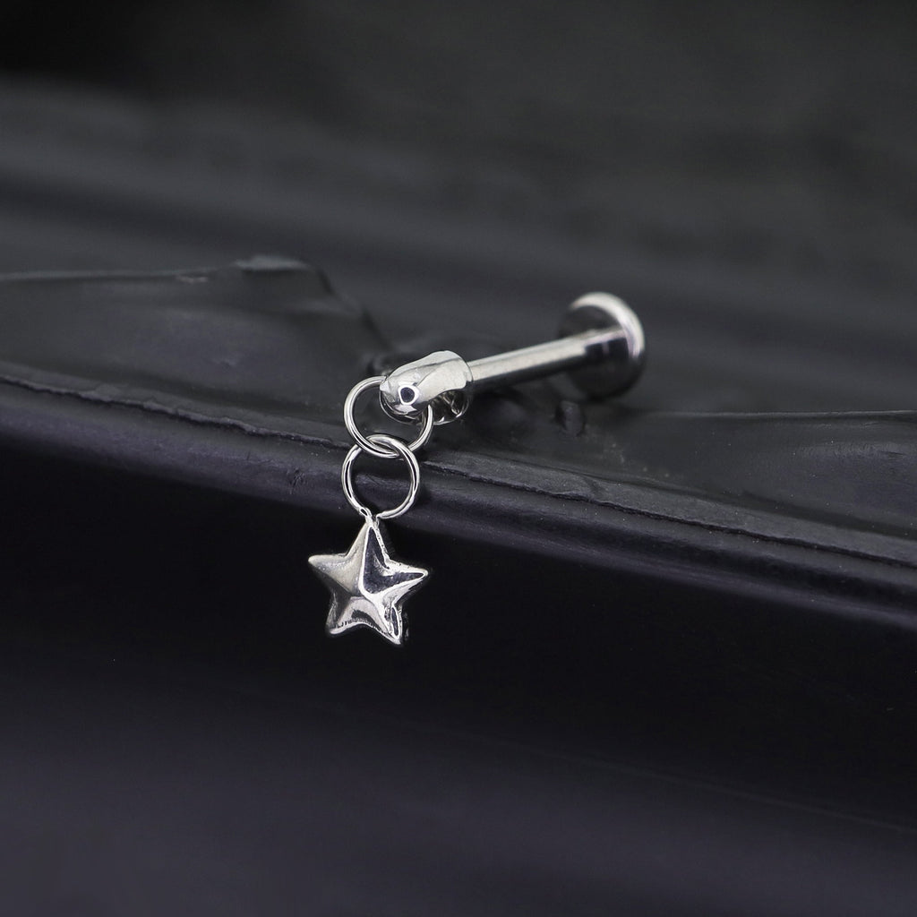 3D Pentagram Titanium Pendant Stud - 3D Pentagram Titanium Pendant Stud - 6mm by CRUXJEWELRY