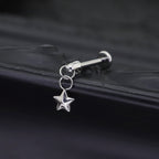3D Pentagram Titanium Pendant Stud - 3D Pentagram Titanium Pendant Stud - 6mm by CRUXJEWELRY