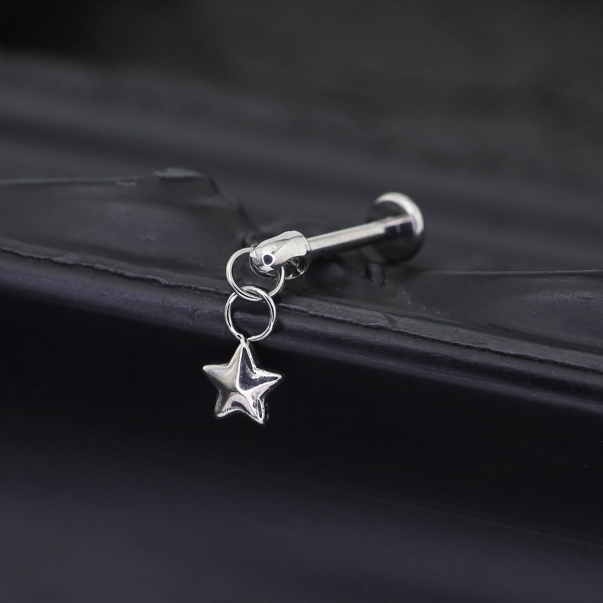 3D Pentagram Titanium Pendant Stud - 3D Pentagram Titanium Pendant Stud - 6mm by CRUXJEWELRY