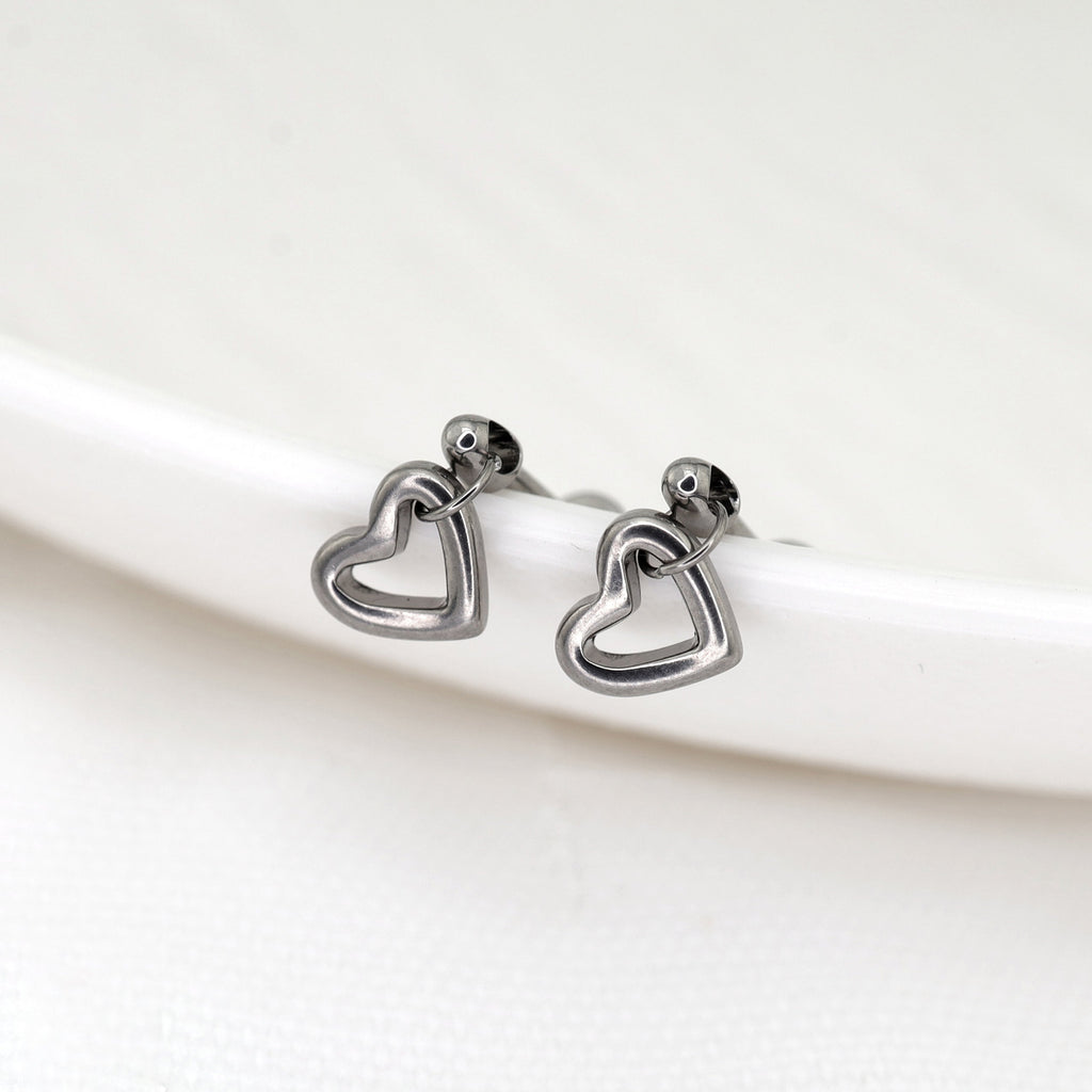 Titanium Heart Titanium Pendant Stud - Titanium Heart Titanium Pendant Stud - 6mm by CRUXJEWELRY