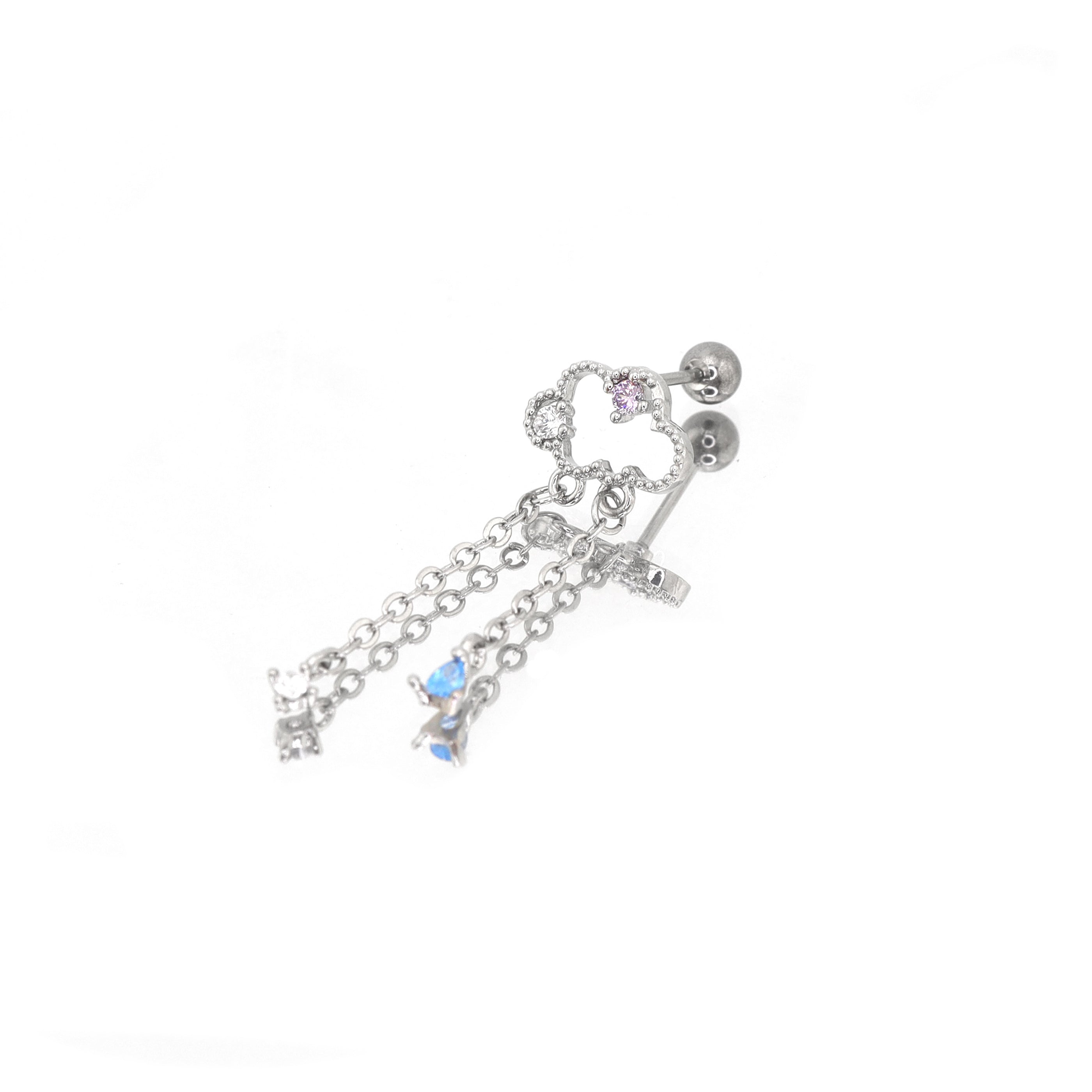 Cloud & Raindrop Pendant Ear Stud - Cloud & Raindrop Pendant Ear Stud - Single by CRUXJEWELRY