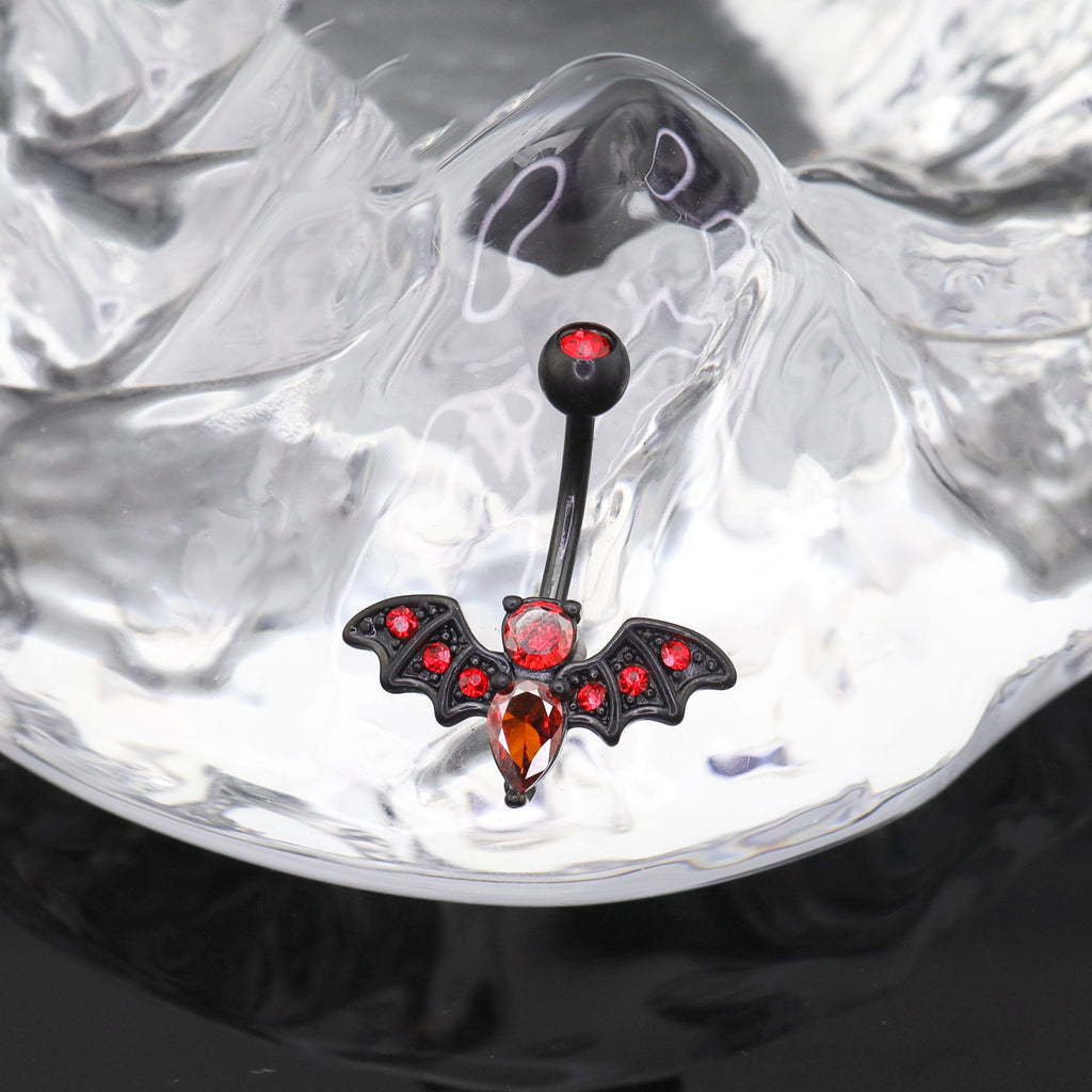Red CZ Bat Design Belly Ring - Red CZ Bat Design Belly Ring - Default Title by CRUXJEWELRY