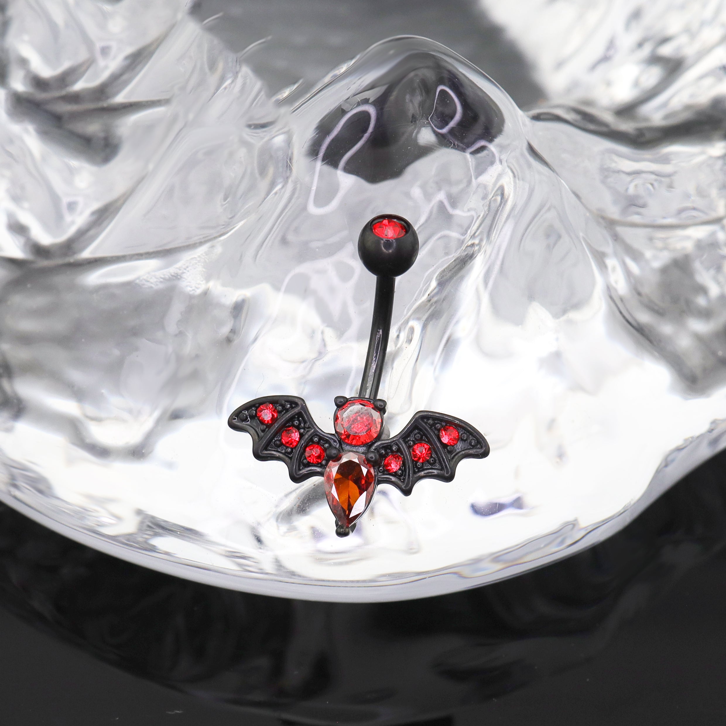 Red CZ Bat Design Belly Ring - Red CZ Bat Design Belly Ring - Default Title by CRUXJEWELRY