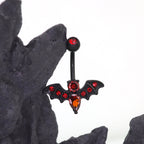 Red CZ Bat Design Belly Ring - Red CZ Bat Design Belly Ring - Default Title by CRUXJEWELRY
